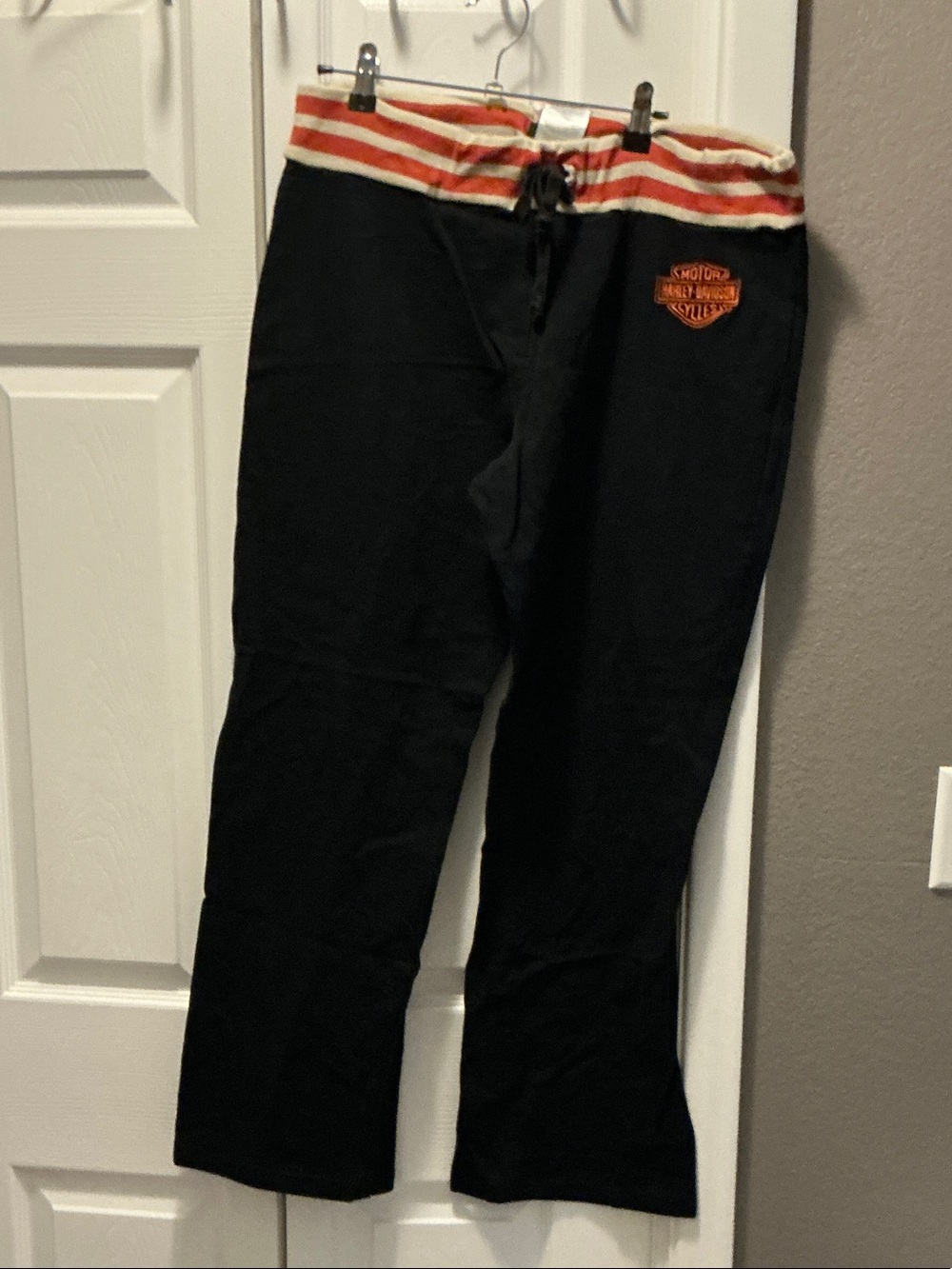 Harley-Davidson Black Pants with Orange-White Striped Waistband